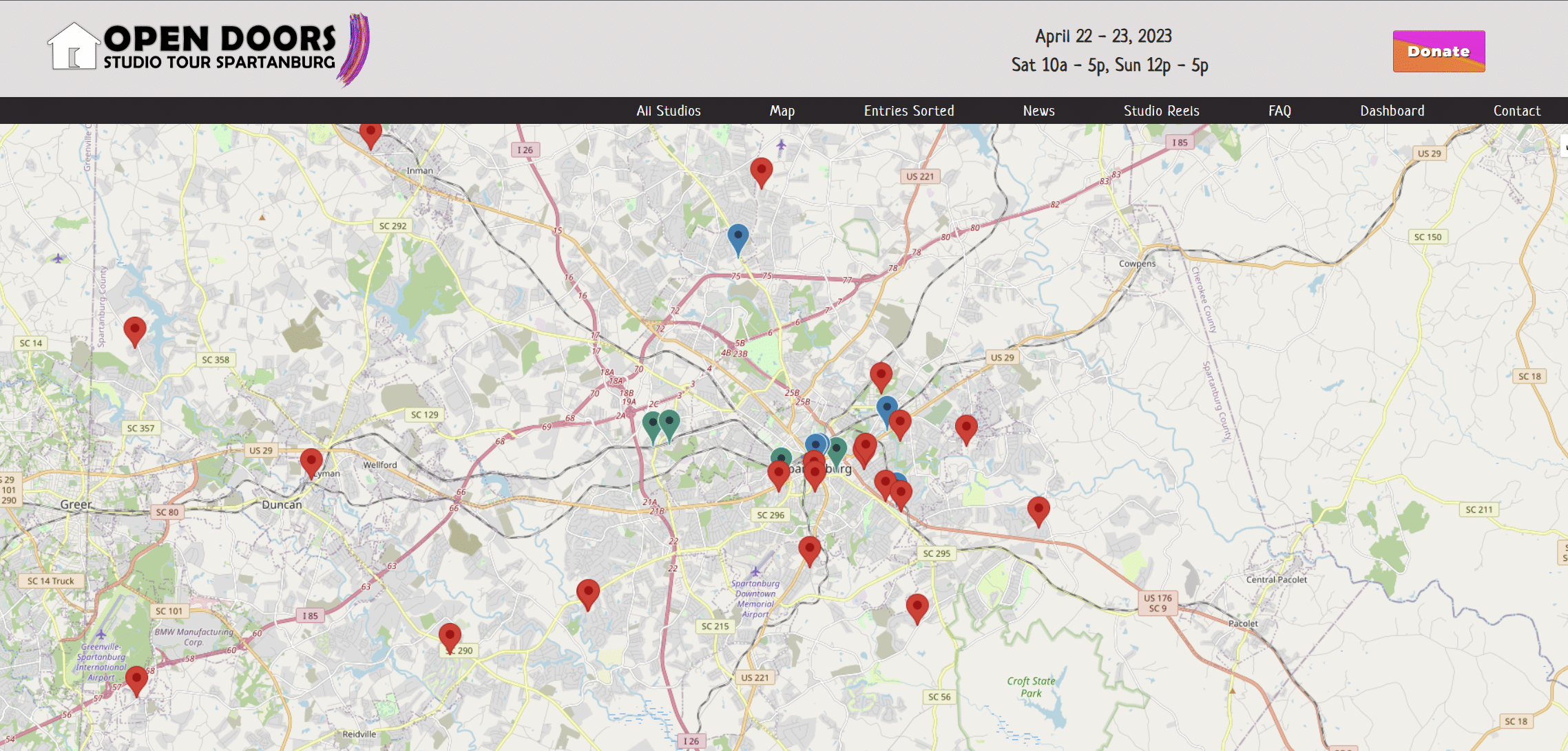 Interactive Map Spartanburg Open Doors Studio Tour