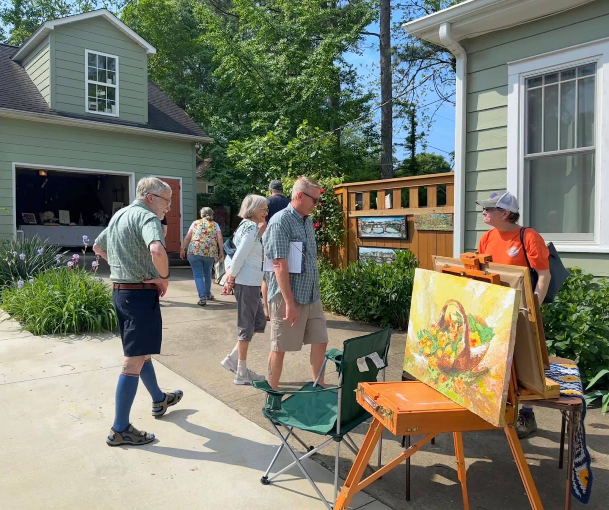 Visitors inside an art studio
